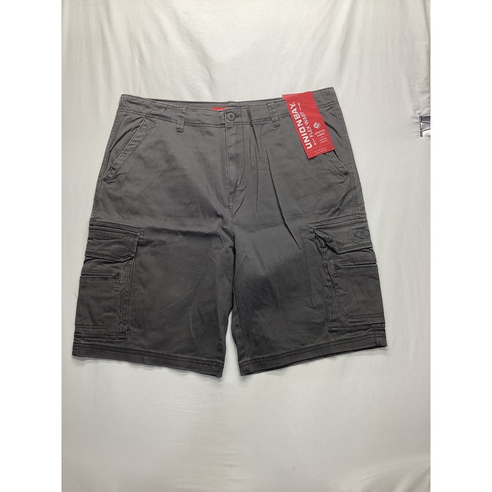 Unionbay Mens Cargo Shorts Flint Grey Flex Waist Stretch Size 42 Y18HKS5 NEW